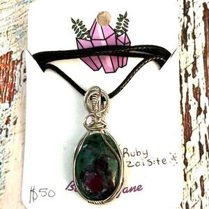 NEW! Ruby Zoisite Wire Hand Wrapped Hand Made Necklace Pendant